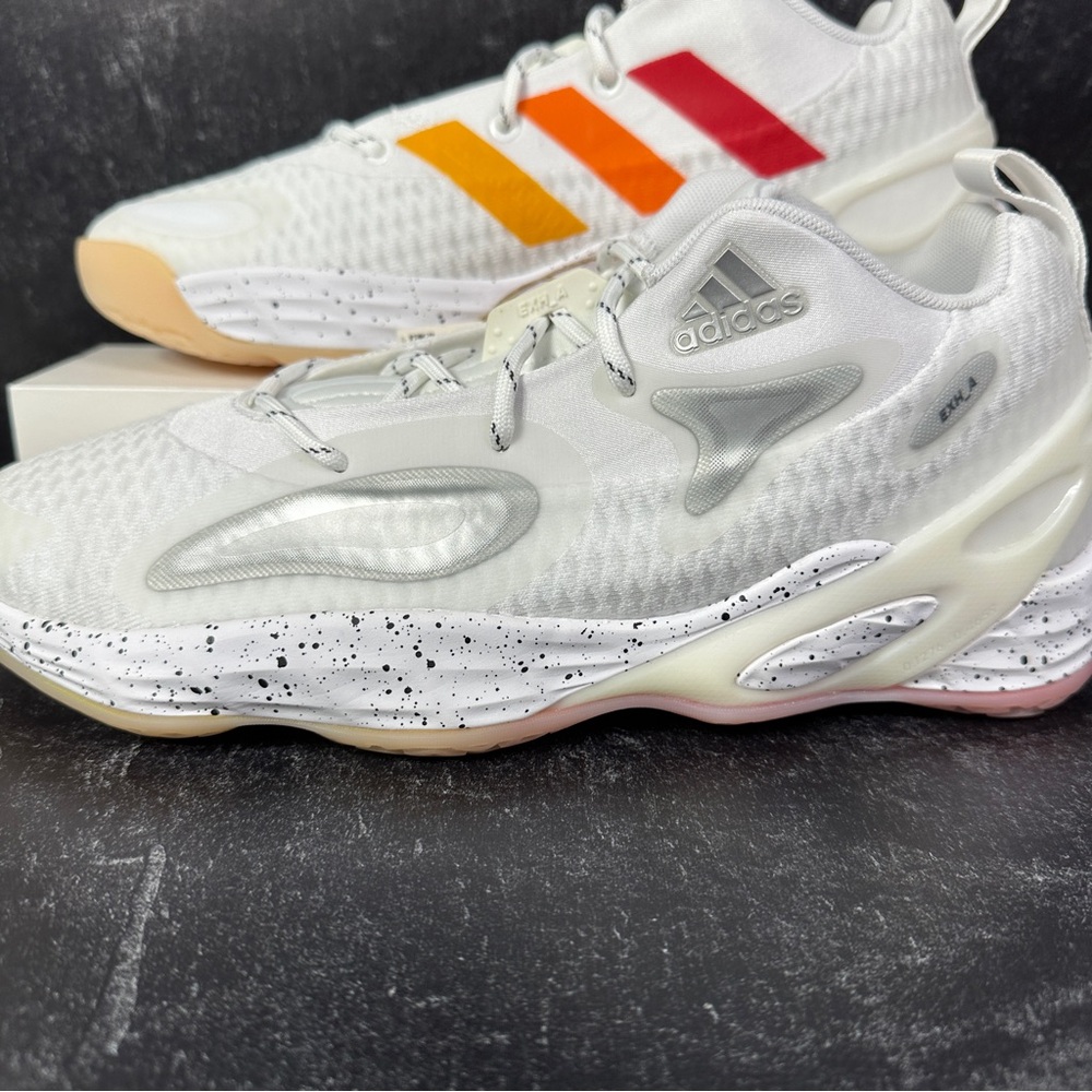 ADIDAS EXHIBIT A MIAMI HEAT MENS BASKETBALL SHOES SIZE 10 SPECKLED WHITE NEW - Picture 7 of 10